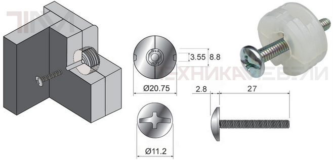 Муфта-стяжная Ø 20 x 10 с винтом М4 х 27...