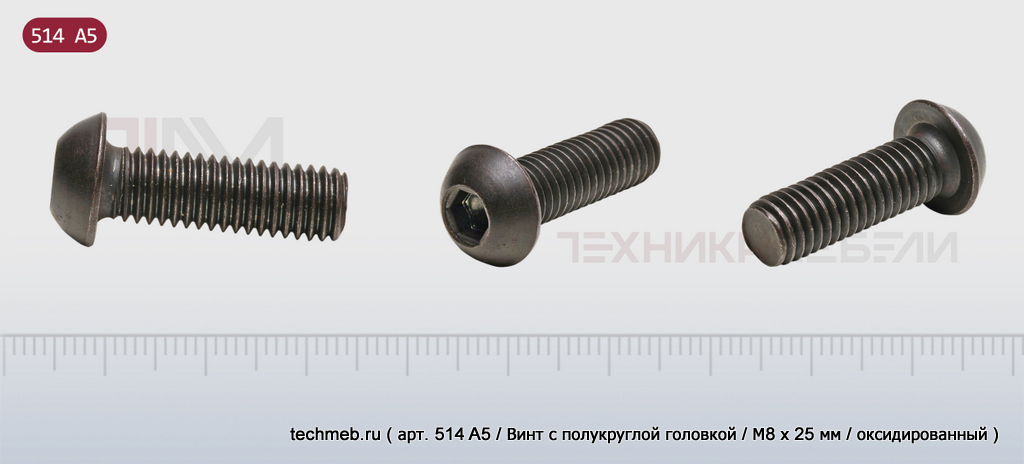 Винт M8 с полукруглой головкой Ø 14 мм